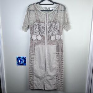 NWT Anthropologie Beguile by Byron Lars Carissima Gray Lace Dress Size 8P